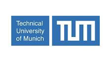 Logo of the Technical University of Munich, featuring the university's name on the left and the abbreviation "TUM" on the right, both in white text on a blue background.