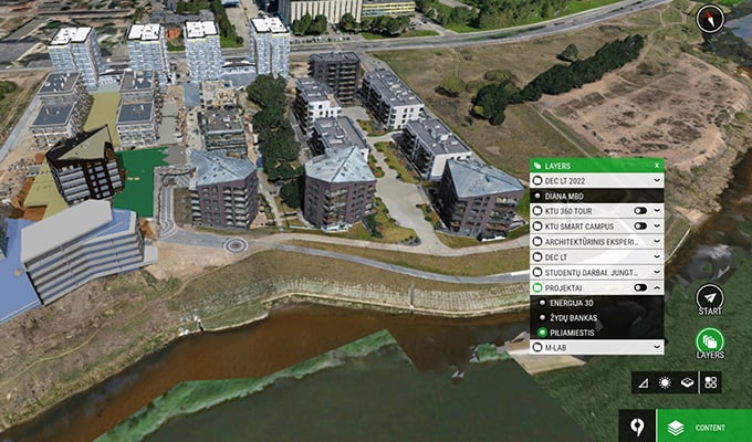 Rendering Software ‑ Vue aérienne d'une ville