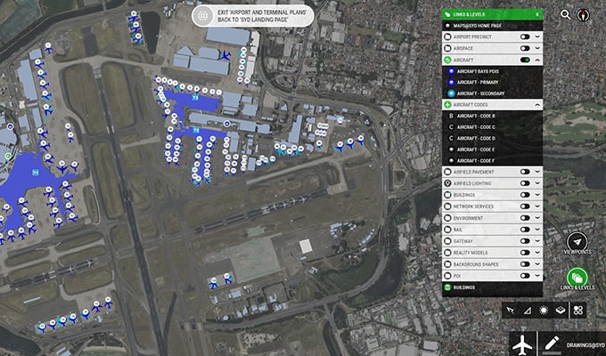 Rendering areal view of Sydney Airport