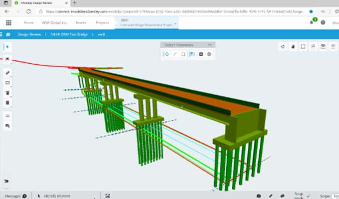 Zrzut ekranu oprogramowania przedstawiający wymianę sekcji mostu