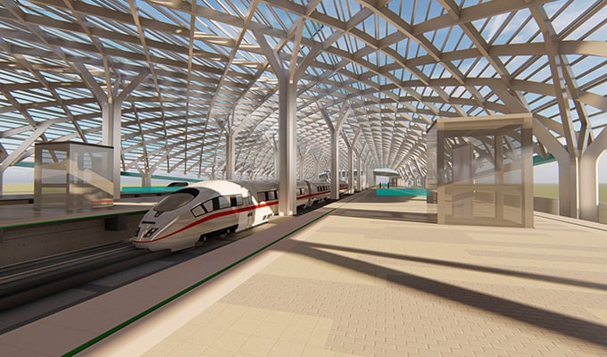 Rendering of High speed train station Integrated Jakarta – Bandung