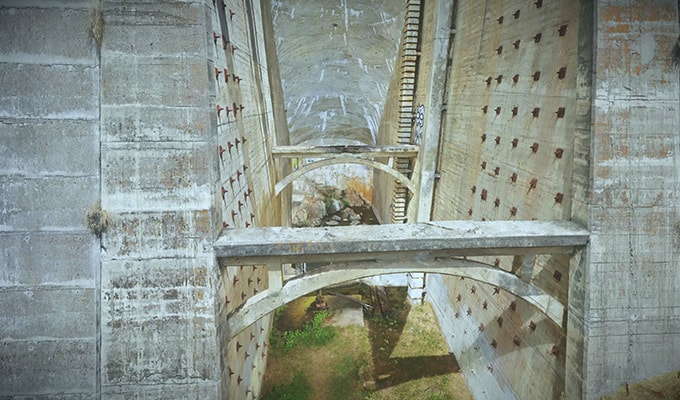 Detail of structure condition of dam