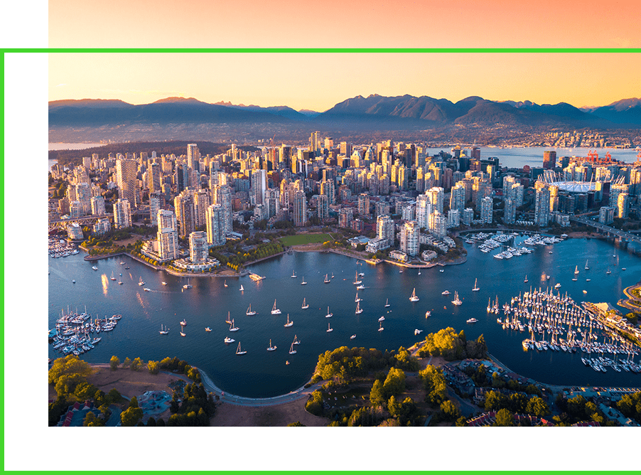 Une vue aérienne de Vancouver.