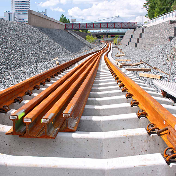 A train track that is under construction.