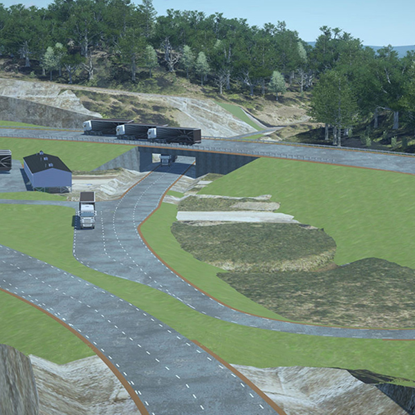 A 3d rendering of a highway.