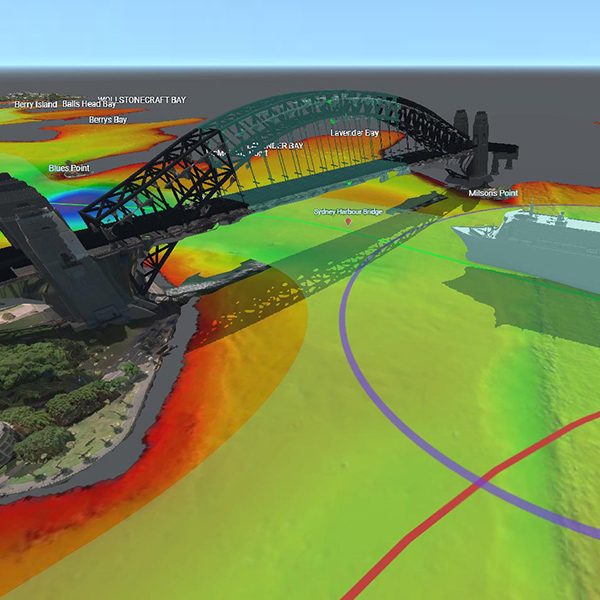 A software rendering of the sydney harbour bridge.
