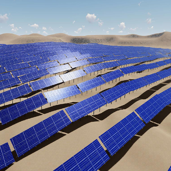 Solar panels in the desert.