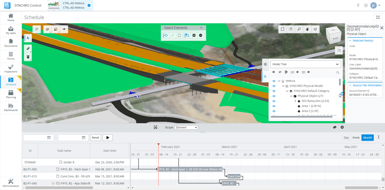 Construcción virtual, planeación y flujos de trabajo basados en modelos desde el campo hasta la oficina. Imagen cortesía de Bentley Systems.