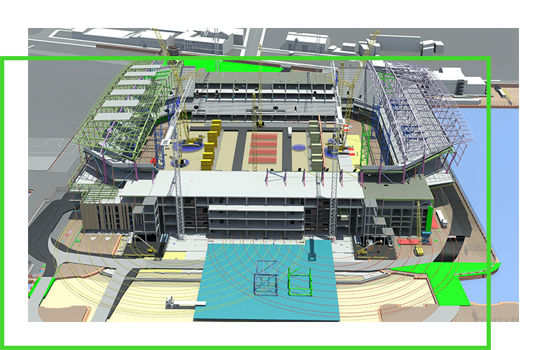 renderização gerada por computador da nova estrutura do estádio