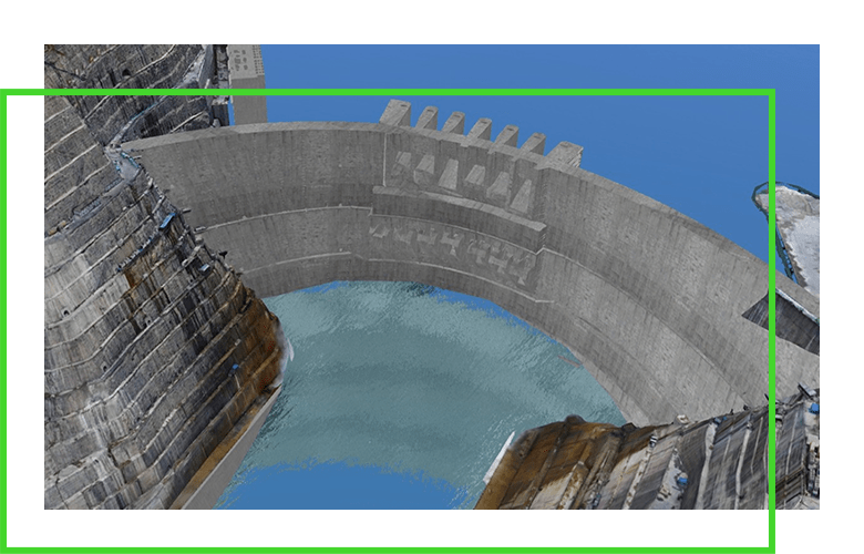 renderização de software do plano de projeto da barragem