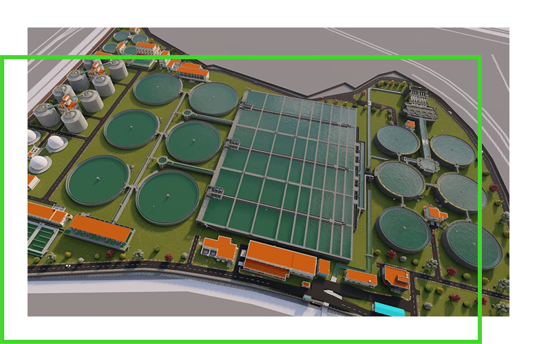 computer generated rendering of water treatment plant