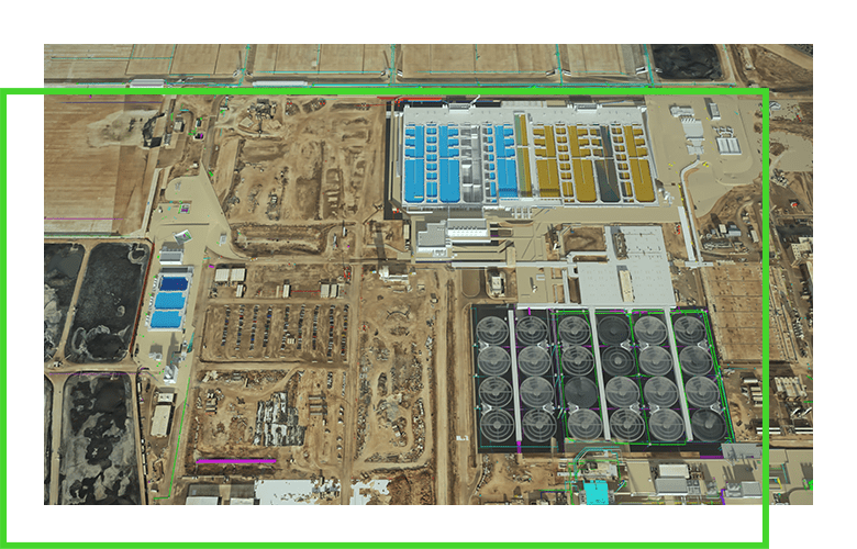 software rendering of a wastewater plant with cubed controls advancement
