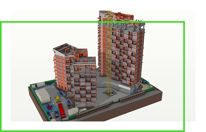 software rendering of new construction complex project