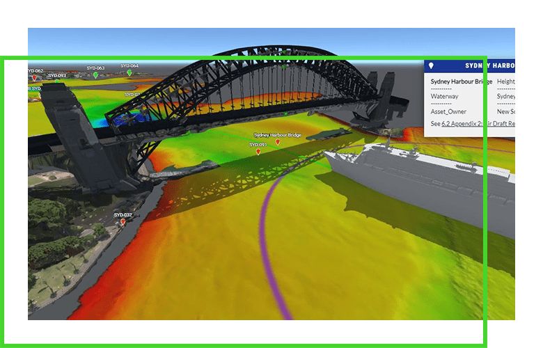 シドニー港ニューサウスウェールズ港湾局の新しい橋梁のソフトウェアレンダリング