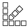 Black and white image of four squares arranged diagonally from the bottom left corner of a larger square grid, reminiscent of structural projects.