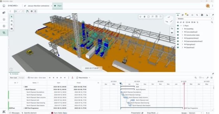 SYNCHRO+, part of Bentley Infrastructure Cloud, is a next-generation, AI-powered construction application that redefines traditional 4D modeling. (Image courtesy of Bentley Systems)